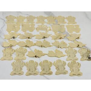 Christmas Brass Tree Ornament 3" Lot of 33 Gloria Duchin Angel Gift Train 1988